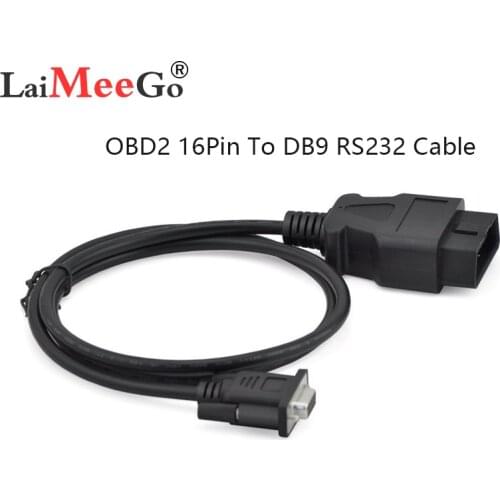 OBD 2 Cable 16 Pin To DB9 Female Serial Port RS232 Adapter Connector Car Cable 1.1 Meter 16PIN TO DB9 Serial RS232 OBD2 CABLE