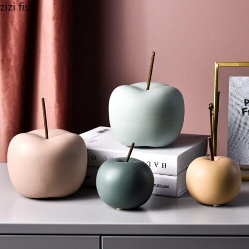 Ceramic Apple Statue Crafts Ornaments Simulation Fruit Figurine Living Room Decoration Porcelain Sculpture Modern Home Decor