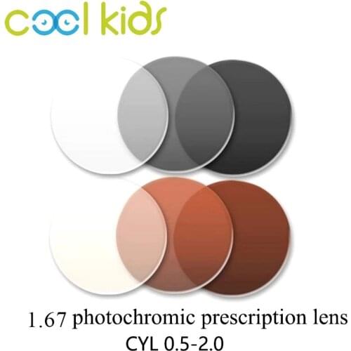 COOL KIDS 1.67 Index Photochromic Prescription Lenses Transition Lenses For Myopia Or Reading 1 pair