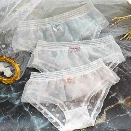 Fairy Princess Lace Panties Sweet Underwear for Young Women See Through Thong Briefs Japanese Sexy Seamless Lingerie Femme 2021