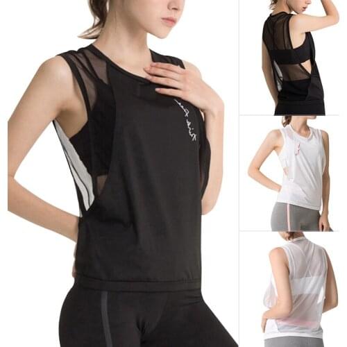 Hot Women Yoga Vest Tank Tops Hollow Quick-dry Loose Running Sleeveless Sports Tops sy998