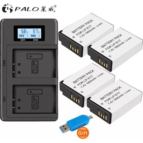 LPE17 LP E17 LP-E17 E17 Battery+LCD USB Charger for Canon EOS 200 250D M3 M5 M6 750D 760D T6i T6s 800D 8000D 77D Kiss X8i Camera