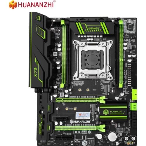 HUANANZHI X79 GREEN 2.49 Motherboard LGA2011 ATX USB3.0 SATA3 PCI-E NVME M.2 SSD Support REG ECC Memory and Xeon E5