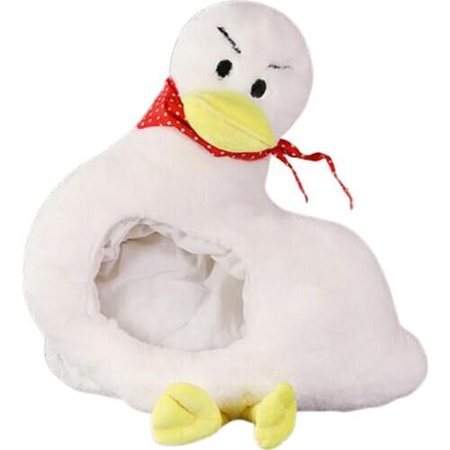 Animal Cute Soft Plush Duck Hat Head Cover Holiday Beanie Hat Kids Adults Gifts One Size Halloween Costume