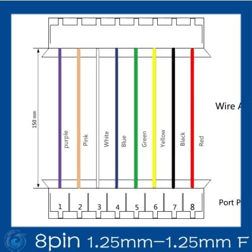 Mini. Micro 1.25 mm T-1 8-Pin conector w /. x 10 sets.8pin (1.25mm-1.25mm)F