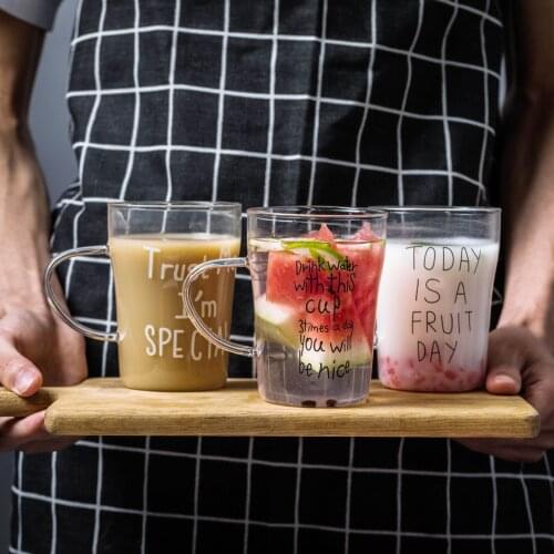 Milk cup breakfast cup creative glass drink transparent glass juice cup glass tea cup coffee mug