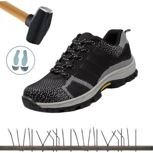 Mens Steel Toe Cap Safety Shoes Big Size 48 Men Outdoor Breathable Anti-slip Steel Puncture Proof Construction Boots Work Shoes