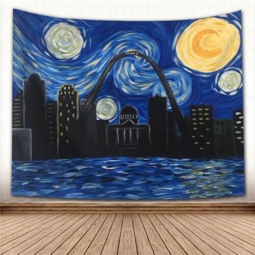 Van Gogh Starry Nigh Wall Hanging Tapestry Sheets Home Decorative Tapestries Beach Towel Yoga Mat Blanket Table Cloth Tapestry