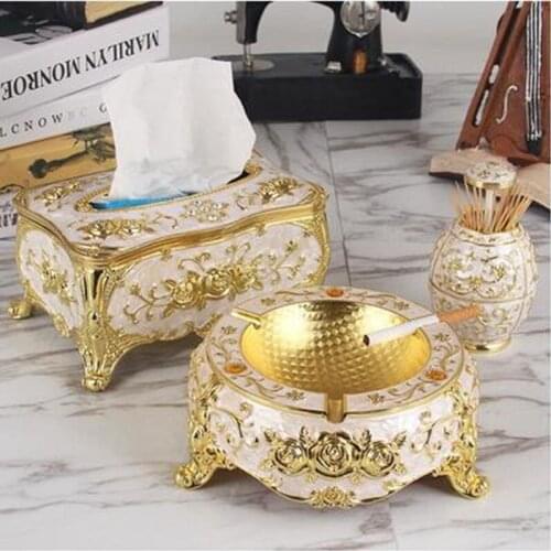 Nordic fashion metal tissue box and ashtray, home office restaurant bar desktop decoration gift