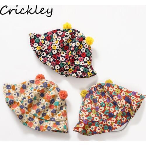 Summer Baby Girls Bucket Hat Flower Pattern Beach Hat for Baby Girl Fashion Cotton Soft Breathable Sun Hat Newborn Fisherman Hat