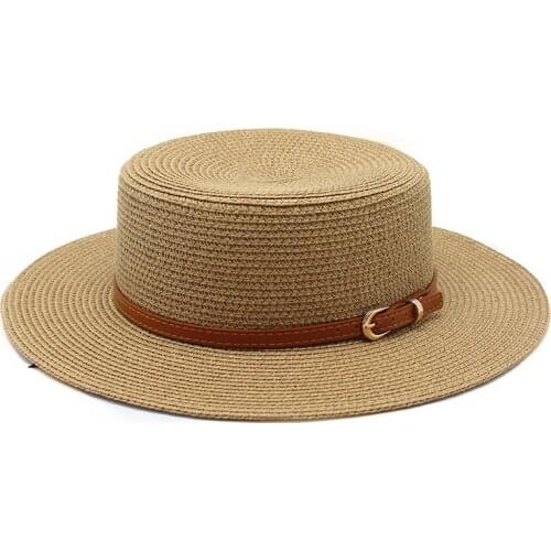 Panama Hat Summer Sun Hat for Women Man Beach Straw Hat Fresh French Sun Protective Jazz Fedora Caps Outdoor Casual Flat Top Cap