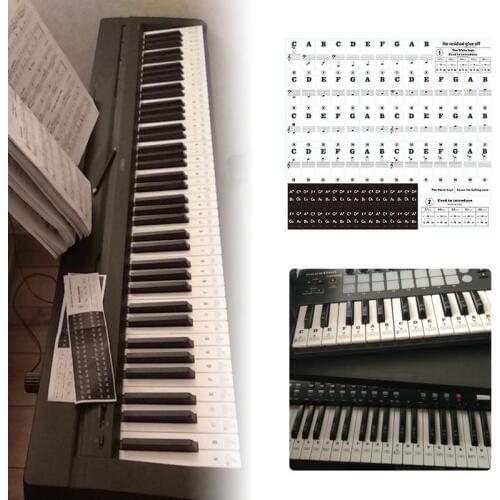 Transparent 54 61 88 Keys Electronic Keyboard Key Sticker Piano Stave Note Sticker for White Keys