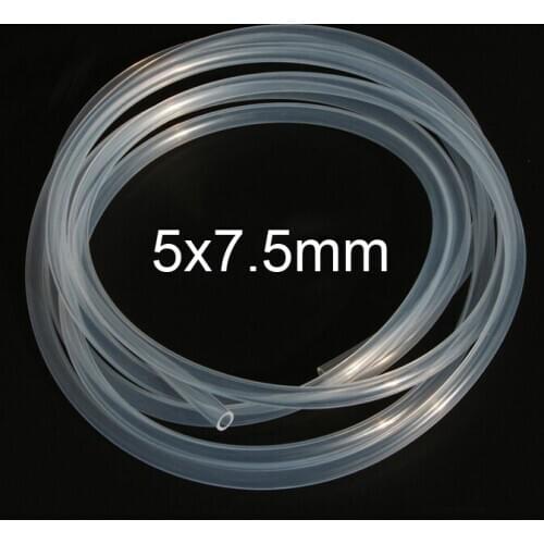 5x7.5mm 5meter 7.5mm Transparent silica gel tube food grade silicone tube lucency silicon hose FDA tasteless capillary tubing