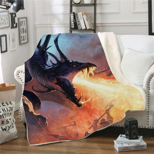 Charizard Printed Rectangle Blanket Household Office Warm Fleece Nap Blanket Double-sided Thicken Winter Throw Blanket