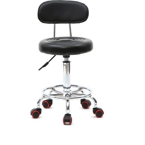 Round Shape Adjustable Salon Stool with Back and Line Black