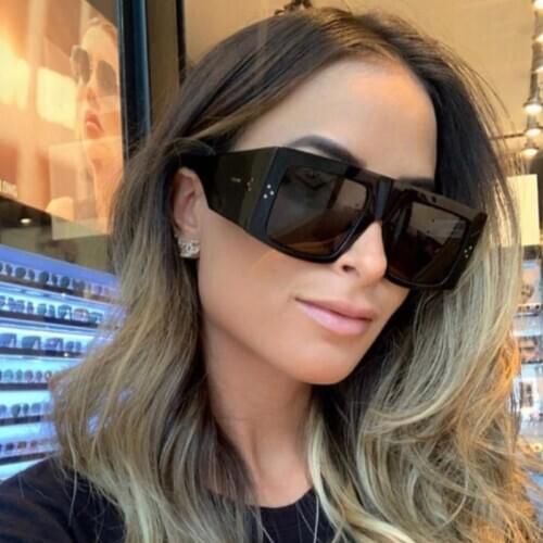 2020 New Oversized Square Sun Glasses Women Luxury Flat Top Wide Leg One Piece Men Retro shield Sun Glasses Lady Shades UV400