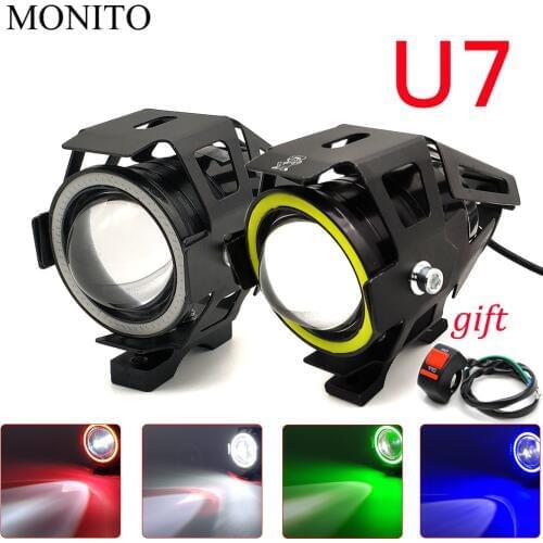 U7 Motorcycle Headlight Angel Eyes Head Lamp LED Waterproof Fog Light For honda CBR 600 F2,F3,F4,F4i CBR600RR CBR600 CBR750 RR