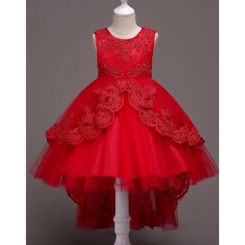 Girls Princess party Dress Birthday wedding clothes Girl Pearl Flower Sleeveless Gown Prom Dress for 3-15 Yrs Baby Girl clothing