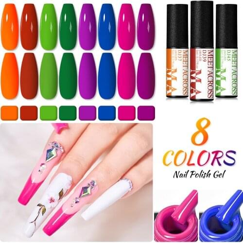 MEET ACROSS 5ML Nail Gel Polish Gel Varnishes Painting Hybrid Manicute Set for Nail Art UV LED Lamp Need Base Top Coat Gel Polis