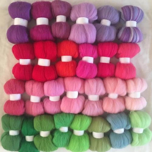 WFPFBEC FELT merino sheep wool fiber needle felting wool roving for needle felted wool 10g/color 27colors 270g