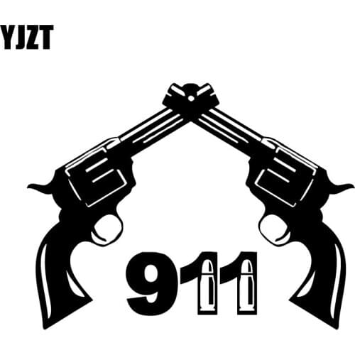 YJZT 16.9*12.7CM Mysterious Gun 911 Car Sticker Decoration Bumper Window Motorcycle Accessories Vinyl C12-0193
