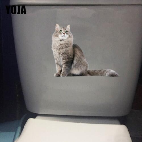 YOJA 23.8*18.5CM Cute Animal Wall Decor Decal Funny Cat Toilet Sticker Home Decoration T1-0061