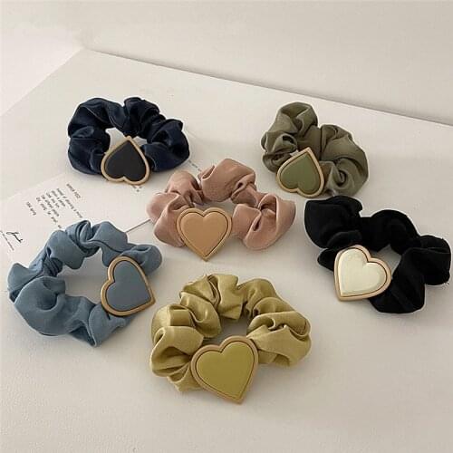 2021 New Frosted Heart Hair Ties Girl Simple Large Intestine Hair Ring Rubber Band Headdress for Women Fashion Hair Accessories
