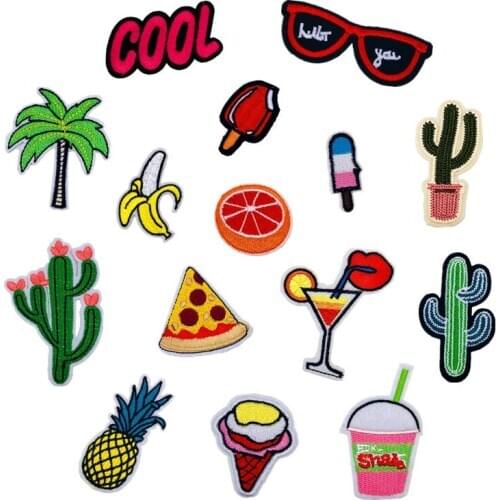 Cute 1pc Cherry Watermelon Strawberry Pineapple Avocado Fruit Embroidery Patches for Clothing Iron on Clothes Appliques Badge