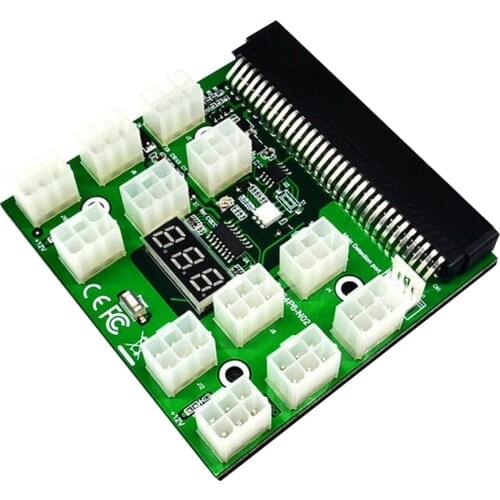 12V Server Power Supply PCI-E 12x6pin Adapter Breakout Board with Digital Voltage Display