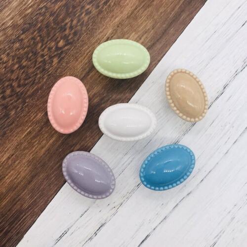 1x New Arrive for Kids Room Oval Ceramic Drawer Cabinet Knobs White Blue Brown Ceramic Door Handle Furniture Knobs Pull Handles