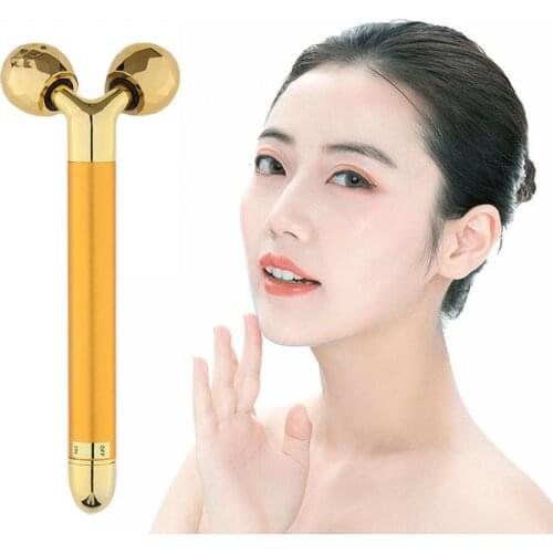 2Pcs 3D Face Massagers Stick Devices Lifting Tighten Skin Metabolism Zinc Alloy T-shaped Vibrating Facial Rollers Face Electric