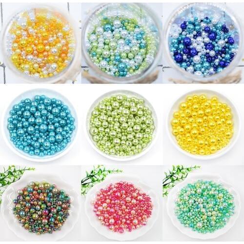 20g/Pack Mix Size 3/4/5/6/8/10mm Beads With Hole Colorful Pearls Round Acrylic Imitation Pearl Diy For Jewelry Making Nail Art