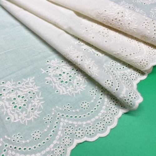 2Y-5Yard/lot Width 33CM Wide White Beige Cotton Cloth Embroidered DIY Lace Trim Hollow Lace Fabrics Clothing Dress Accessories