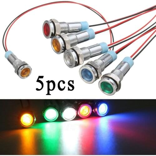 5 Pieces 12V 6mm LED Dash Pilot Panel Indicator Warning Light Lamp For Car Boat Marine LED Indicators