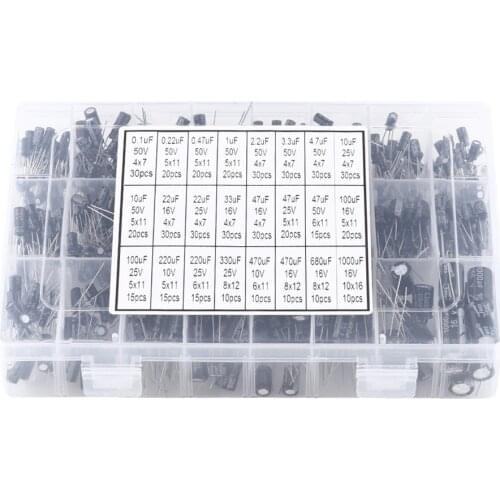 500pcs 24 Values Aluminum Electrolytic Capacitor Assorted Kit 10V~50V 0.1uF To 1000uF For A Wide Range Electronic Applications