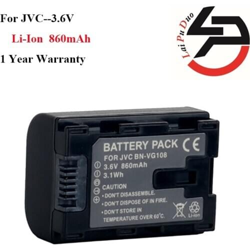 High Quality 860mAh Brand New Replacement Battery For JVC BN-VG108E BN-VG138 VG114AC VG121U VG107US