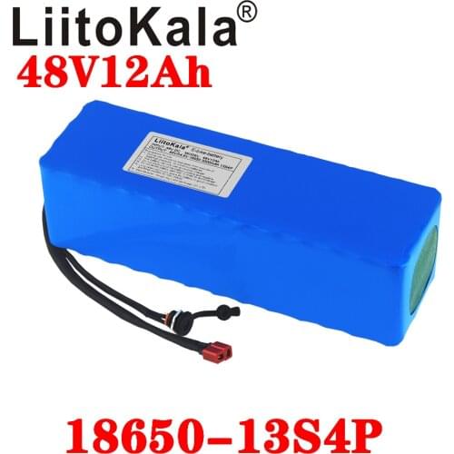 LiitoKala 48V Battery 48V 12Ah 18650 13S4P Electric Bike Lithium Battery for 48V 250W 350W 500W Ebike Motor with 20A BMS