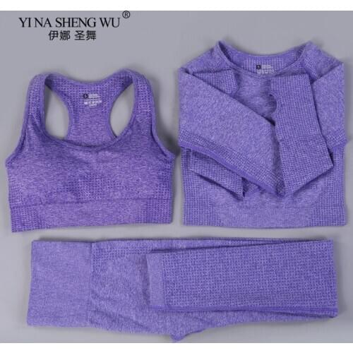 3Pcs Seamless Yoga Set Gym Fitness Clothing Women Yoga Pants Sportswear Female Workout Leggings Sport Clothes Training Tights