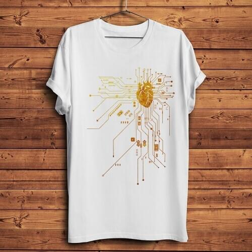 Circuit board heart cpu chip funny geek tshirt men summer new white casual short sleeve unisex cool streetwear t shirt