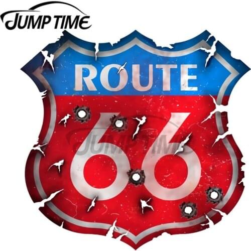 JumpTime 13 x 11.8cm For Route 66 Old Sign Auto Car Stickers and Decals Trunk Bumper Motorcycle JDM ATV Vinyl Decal Car Wrap