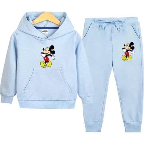 Disney Mickey Mouse Baby Boy Clothes Set Children Hoodies Sweatshirt Pants Kids Girl Clothing Outfit Casual Toddler Sportswear