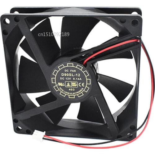 For Y.L FAN D90SL-12 DC 12V 0.14A 92x92x25mm 2-wire Server Square Fan