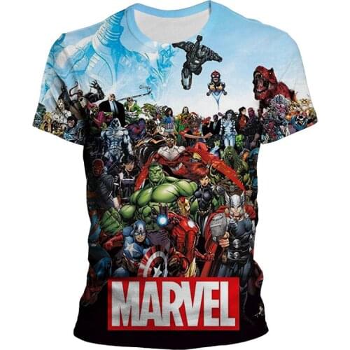 2021 Fashion New Marvel T Shirt Summer Men Short Sleeve Cartoon The Avengers Superhero 3D T-shirts Retro Mens Loose T-shirts