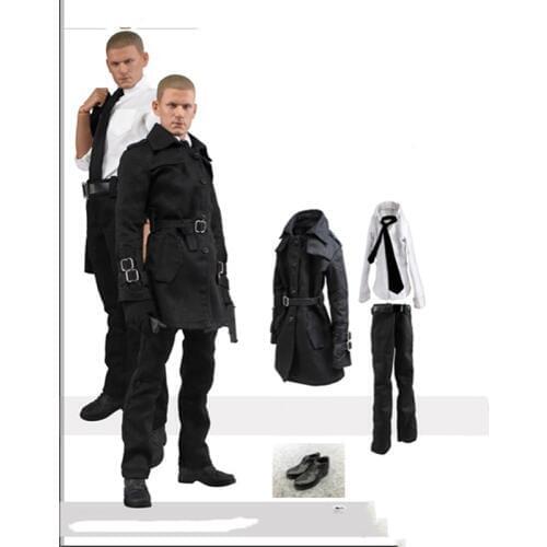 1/6 Mens Windbreak Clothes Set Coat Shirt Pants Tie and Belt for 12'' Figures