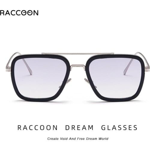 High Quality Iron Man Tony Stark Fashion Retro Sunglasses Square Outdoor Drive Sport Men Eyewear Classic Metal Frame Sun Glasses
