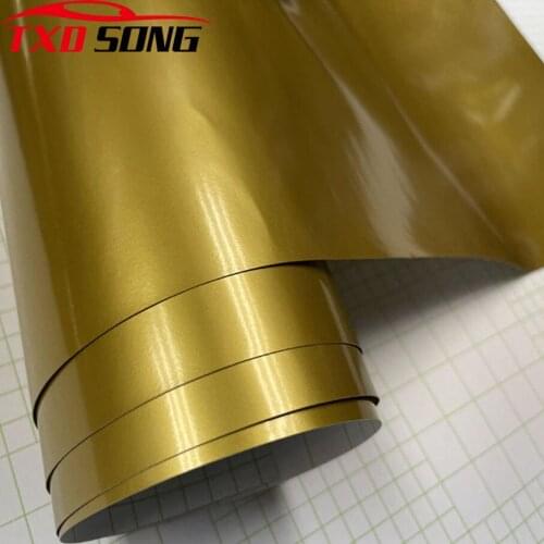 50cmx200/300cm New Glossy gold Vinyl Film Sticker Car Trucks Computer Car Gloss Wrap Foil Covering with Air Release