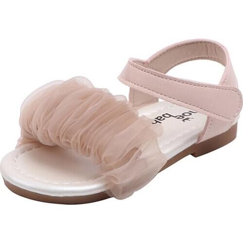 New Arrivals 2020 Kids Girls Sandals Shoes Voile Lace Princess Sandals Low Heels Soft Sole Children Summer Shoes For Girls Pink