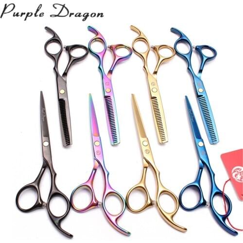 1Pair 6" Stainless Purple Dragon Professional Hairdressing Scissors Staight Scissors Thinninng Shears Salon Hair Scissors Z1005