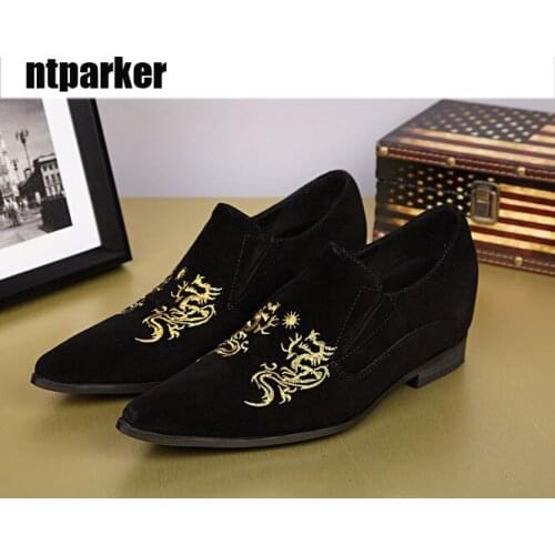 Ntparker-Luxury Man Leather Shoes Black Suede Man Dress Shoes Handmade Designers Formal Mens Shoes Zapatos Hombre, Big Size 46