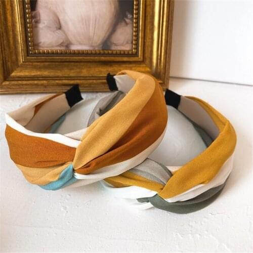 Bezel Fashion Stripes Women Girls Rainbow Hairband Headband Korean Style Cross Soft Hair Accessories Headwear Hairhoop For Women